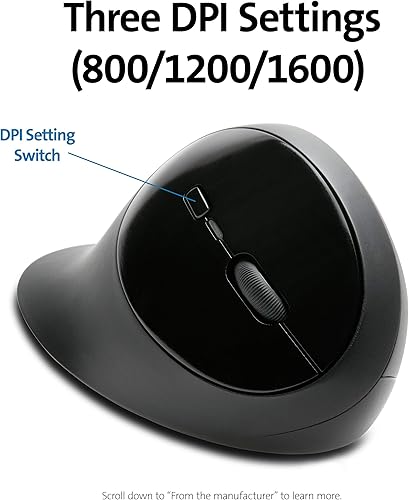 Miniatura 6 de Kensington Mouse inalámbrico ergonómico Pro Fit (K75404WW), color negro (K75404WW), 8 x 6 x 4 pulgadas