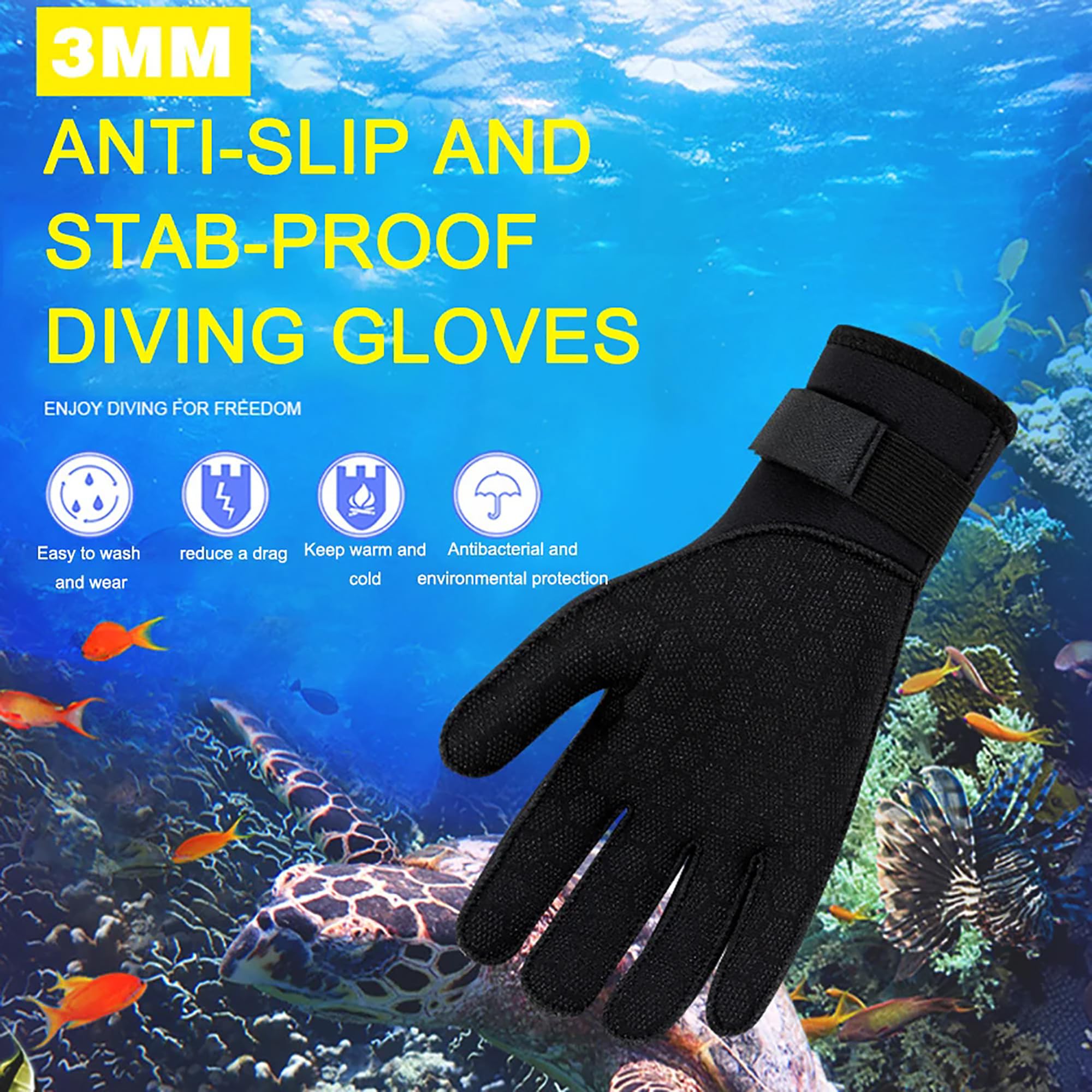 clhjinruoliu S,3MM Neoprene Spearfishing Gloves Portable Scuba Snorkeling Gloves Lightweight Elastic Anti-Scratch Antiskid Water Sports Equipment