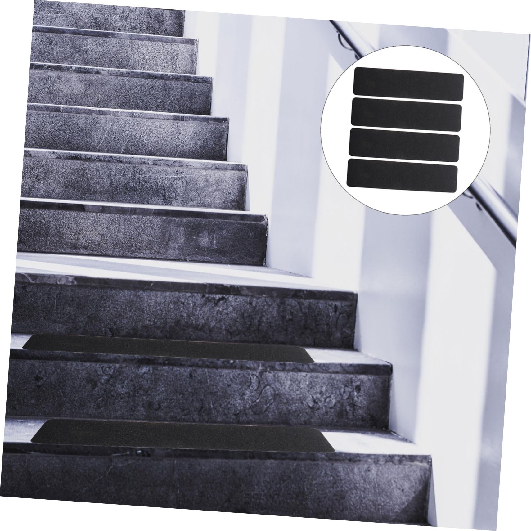 Nastro Antiscivolo in Pvc Nero, 4 Pezzi per Gradini | Scale Interne ed Esterne, Adatto a Adulti e Animali, Superficie Opaca Resistente