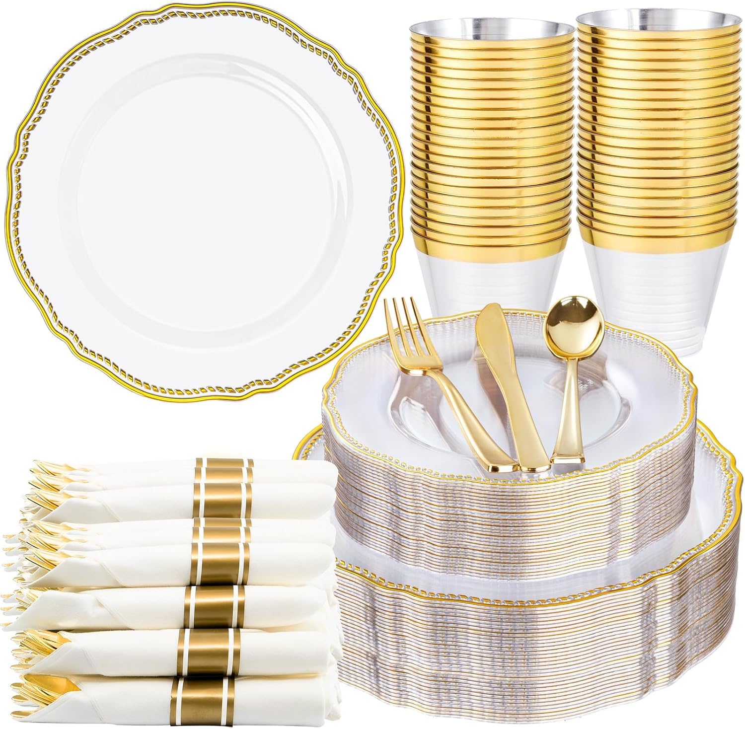 Ivory Gold Plates for Weddings & Parties -15