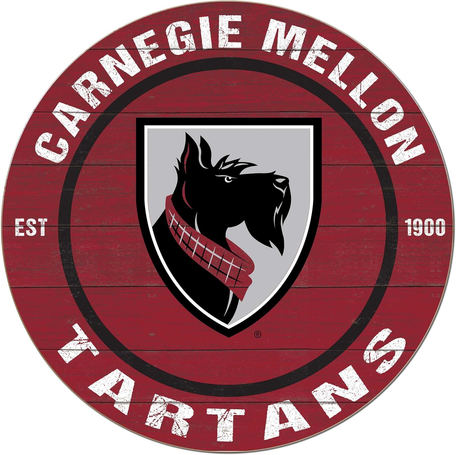 KH Sports Fan Carnegie Mellon Tartans Colored Circle Sign, 20x20 Inches, Tartans Decor for Dorm, Fan Cave, Living Room; Display Your Team Spirit with This Unique Carnegie Mellon Tartans Wall Art