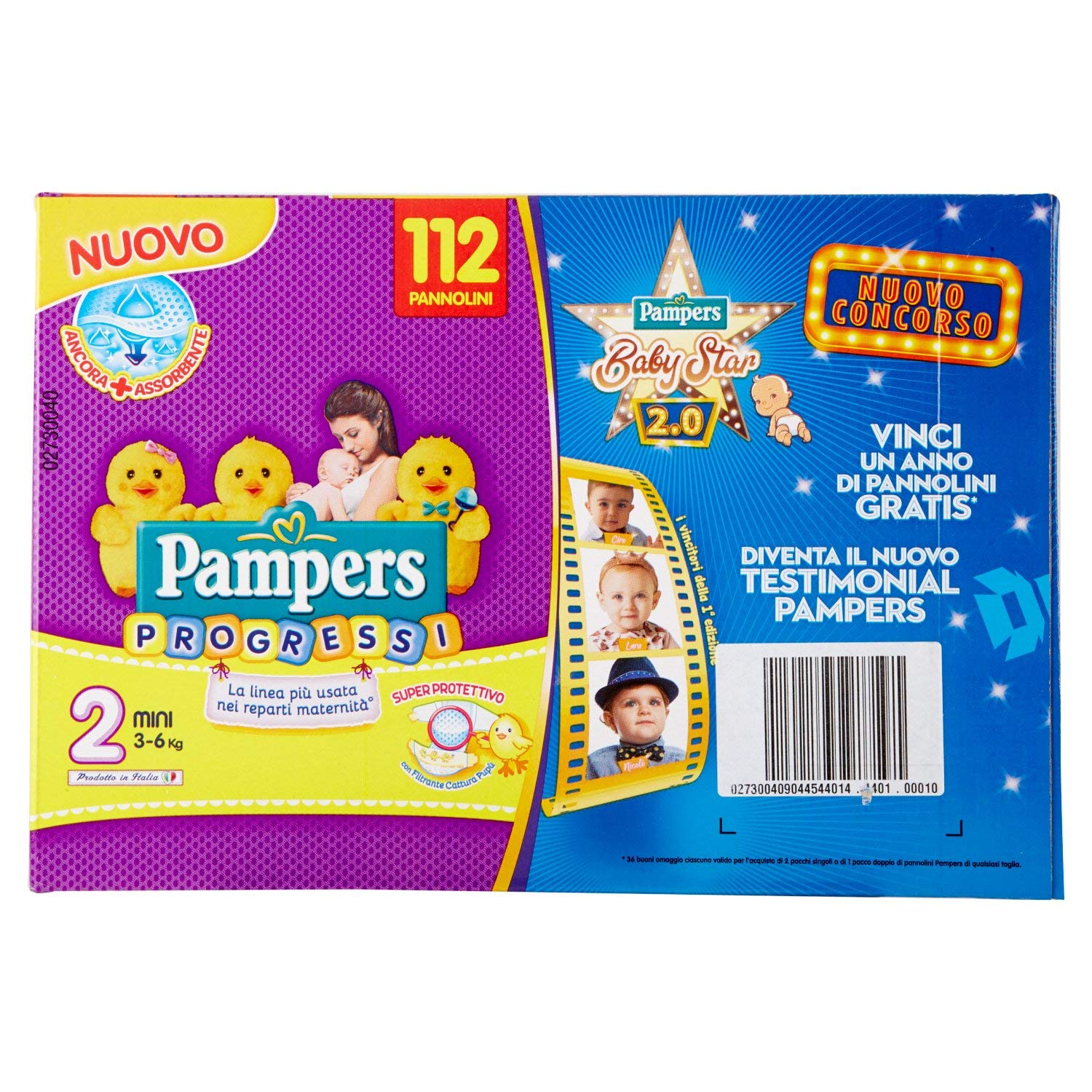 Pampers Progressi Pannolini Mini, Taglia 2 (3-6 kg) - Paco da 112 Pezzi