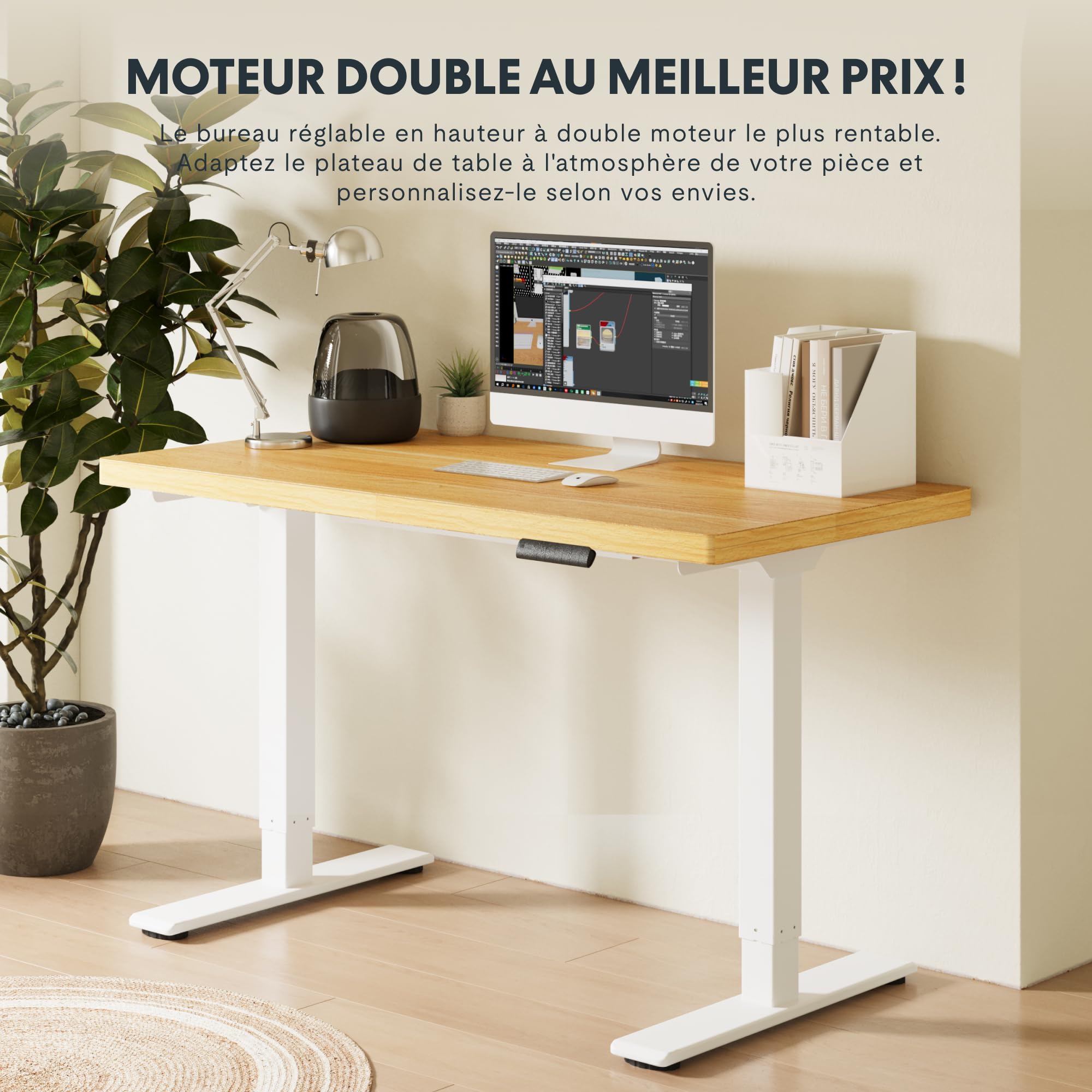 FLEXISPOT Bureau Assis Debout à 2 Moteurs, Cadre de Bureau Réglable en Hauteur en Acier avec Panneau Smart à Fonctions Mémoires et Système Anti-Collision, Charge 100kg, Noir