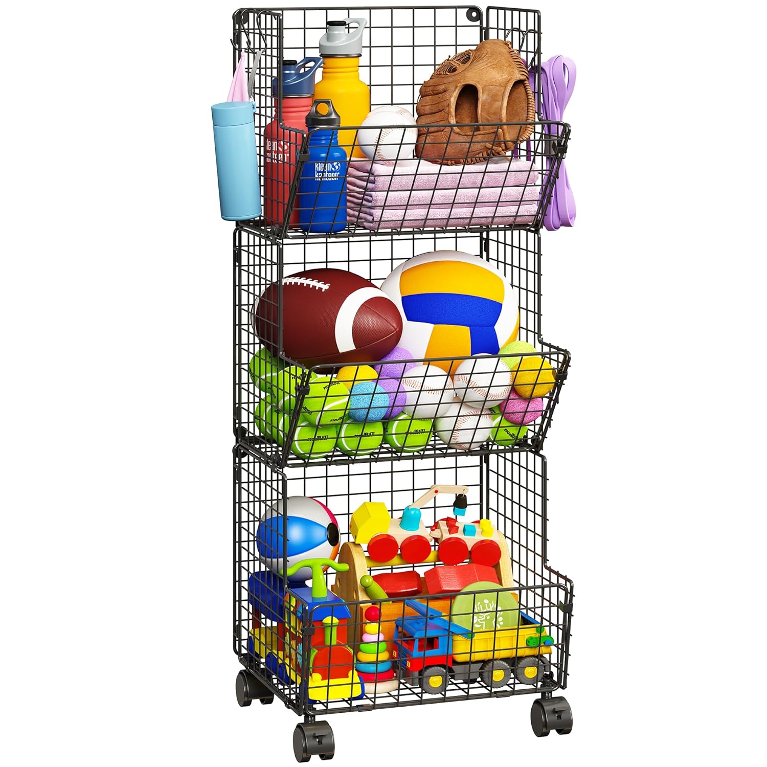 Outdoor Toy Storage Kids Kitchen Rolling Cart Wheels Organizer