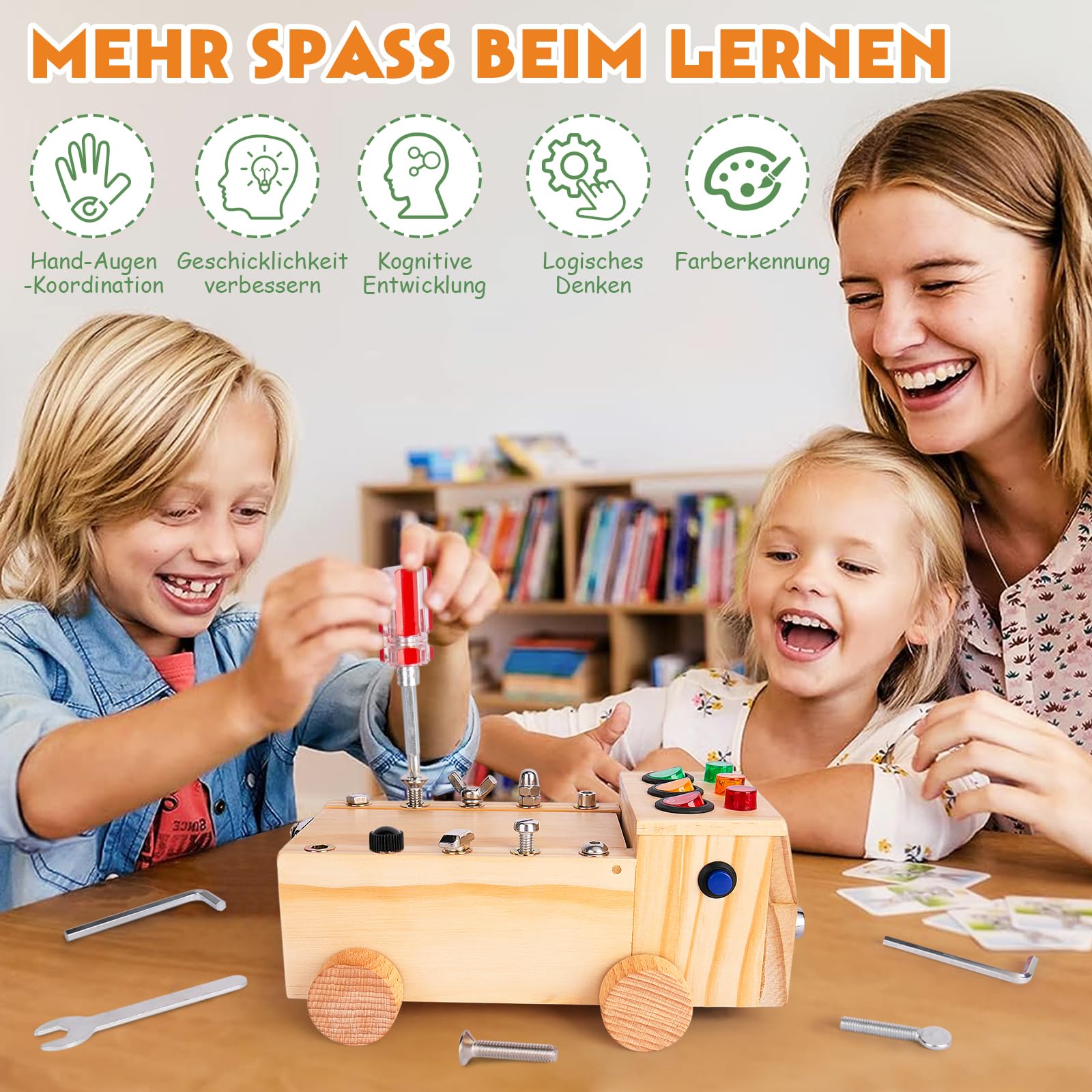 Montessori Schraubendreher Brett, Montessori Spielzeug ab 2-6 Jahre, Montessori Busy Board, Holzspielzeug Motorikspielzeug, Lernspielzeug für Babys Kleinkinder Jungen Mädchen