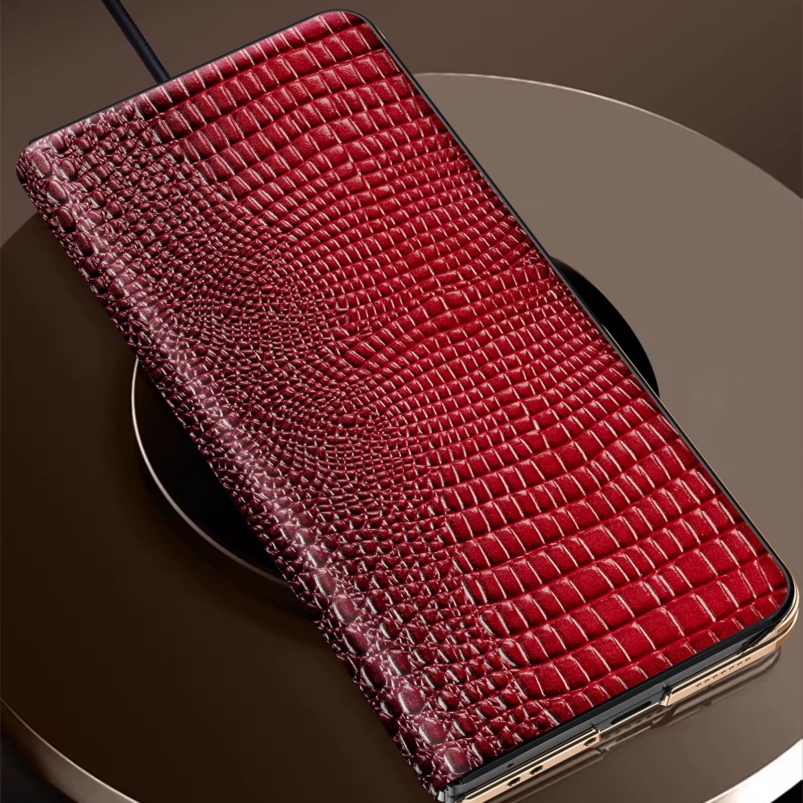 Etui z klapką do Oppo Find N6, gładka tekstura krokodyla ochrona obiektywu osłona z prawdziwej skóry