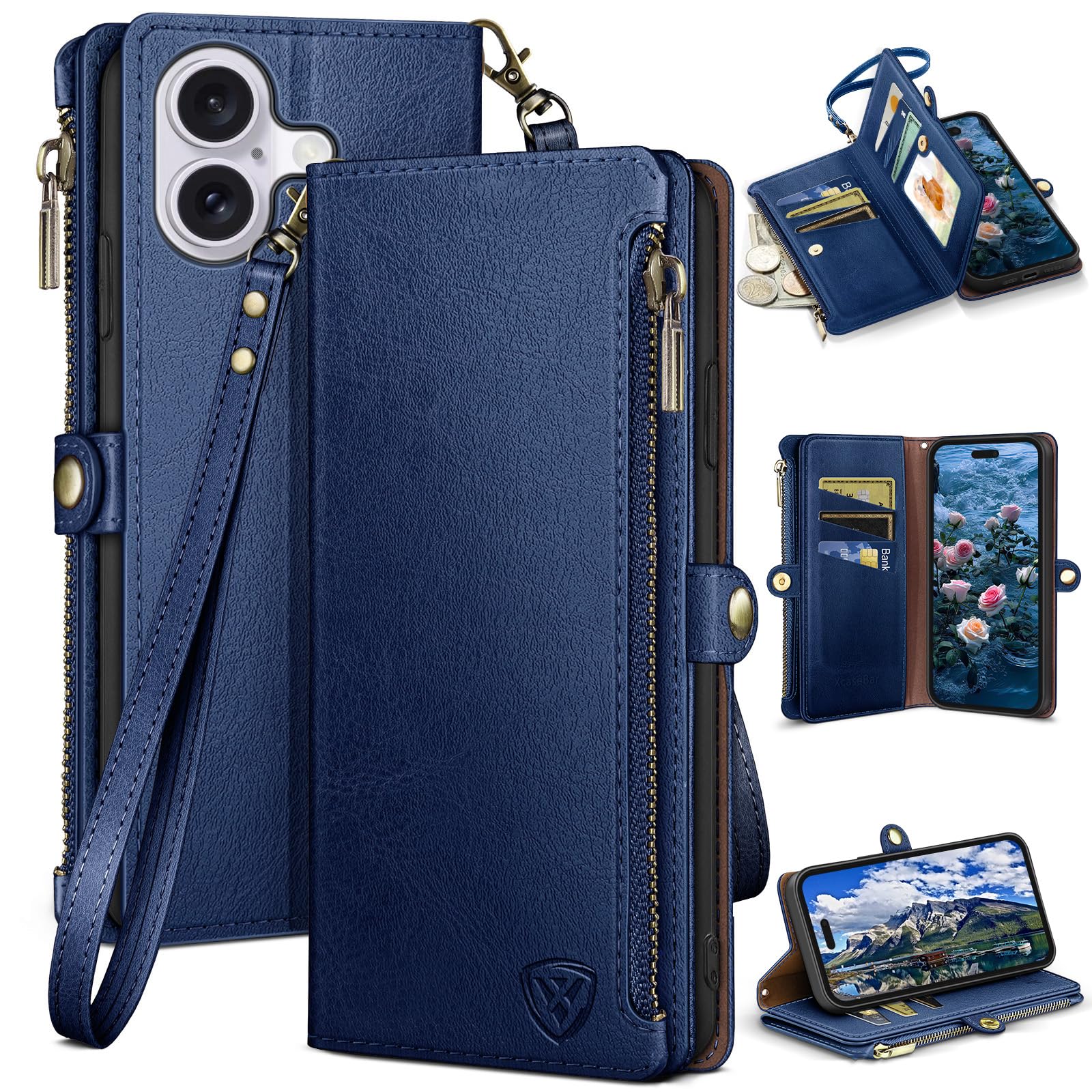 Apple iPhone 16 plus本体 wallet付き iPhone 16 Plus Wallet Case, with Crossbody Shoulder Strap