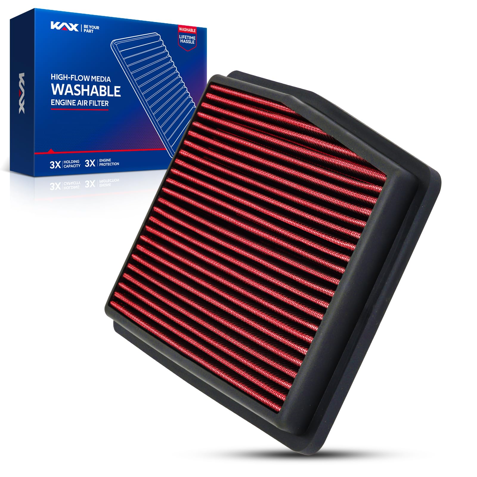 KAX Premium Washable Engine Air Filter, 33-5109 Reusable Replacement for Hyundai Tucson 2022-2024, Santa Fe 2021-2023, Sonata 2020-2024, Kia Sportage 2023-2024, Sorento 2021 2023-2024