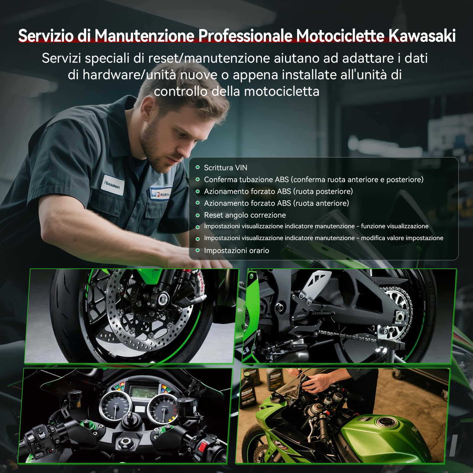 Motorrad Diagnosegerät für Kawasaki, iCarsoft MT V6 Motorrad Alle System Scan Werkzeuge mit Alle Aktuationstests, Sonderfunktionen, Batterietest, Lesen/Löschen von Fehlercodes