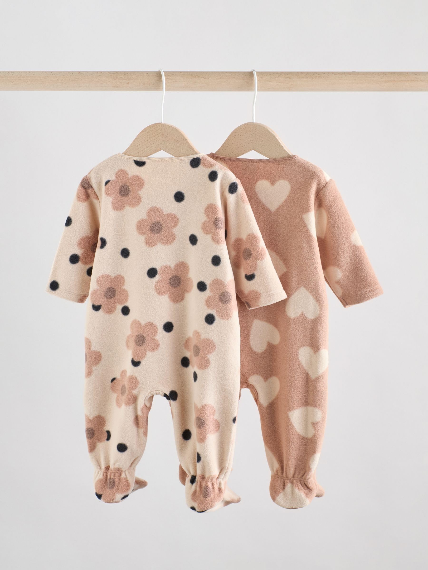 NEXT Bambina Confezione da 2 Tutine Bebè in Micropile con Zip bidirezionale