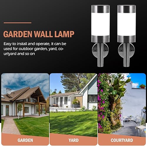 Miniatura 3 de Cabilock 2Pcs Stainless Steel Solar LED Wall Lights Outdoor Lighting for Garden Patio Fence Courtyard with Bright Illumination
