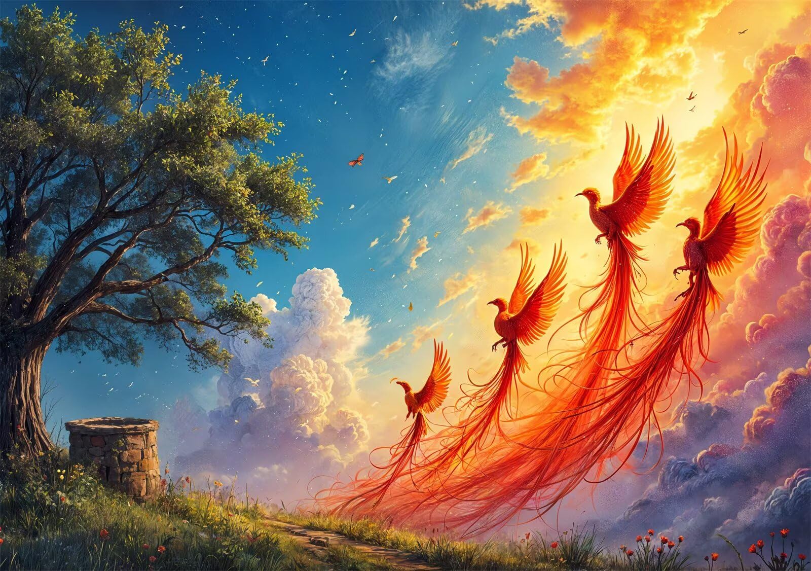 Puzzle 4000 pezzi Fenice Rossa per Adulti, 141x87cm Puzzle Adulti 4000 pezzi, Giochi Di Puzzle per Tutta La Famiglia, Un Regalo Festivo per Gli Amici in Una Bella Confezione