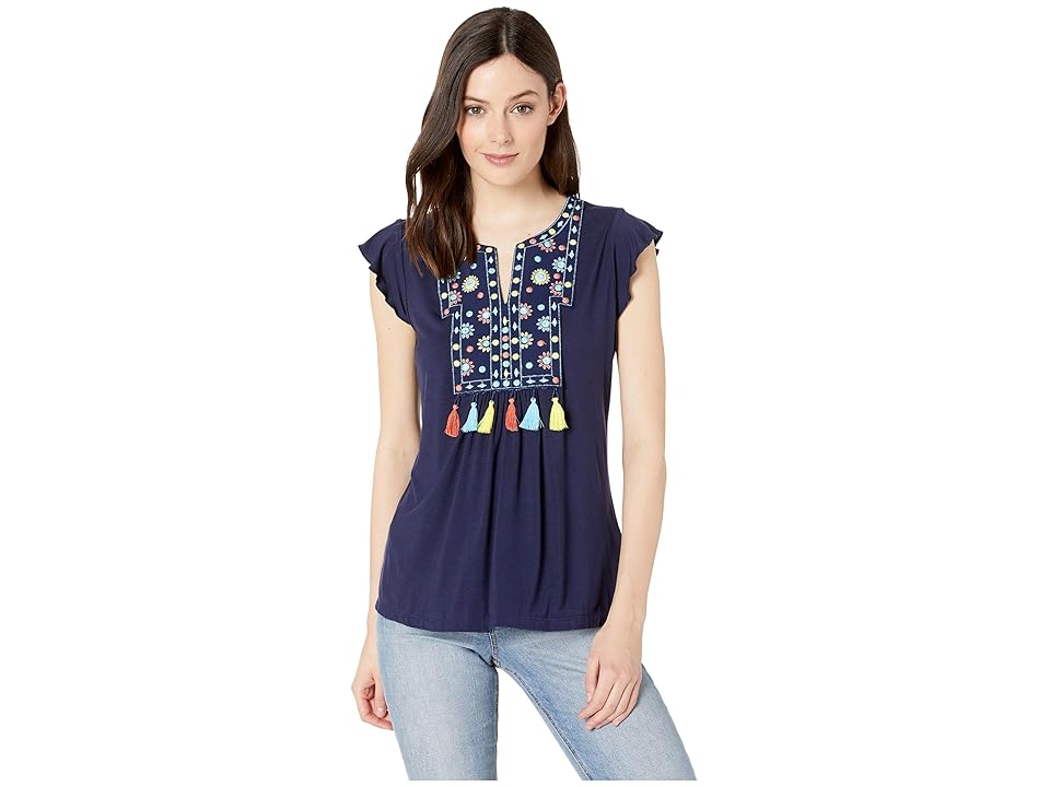 

Tribal Soft Jersey Embroidered Top (Nautical) Women's Clothing, Multi