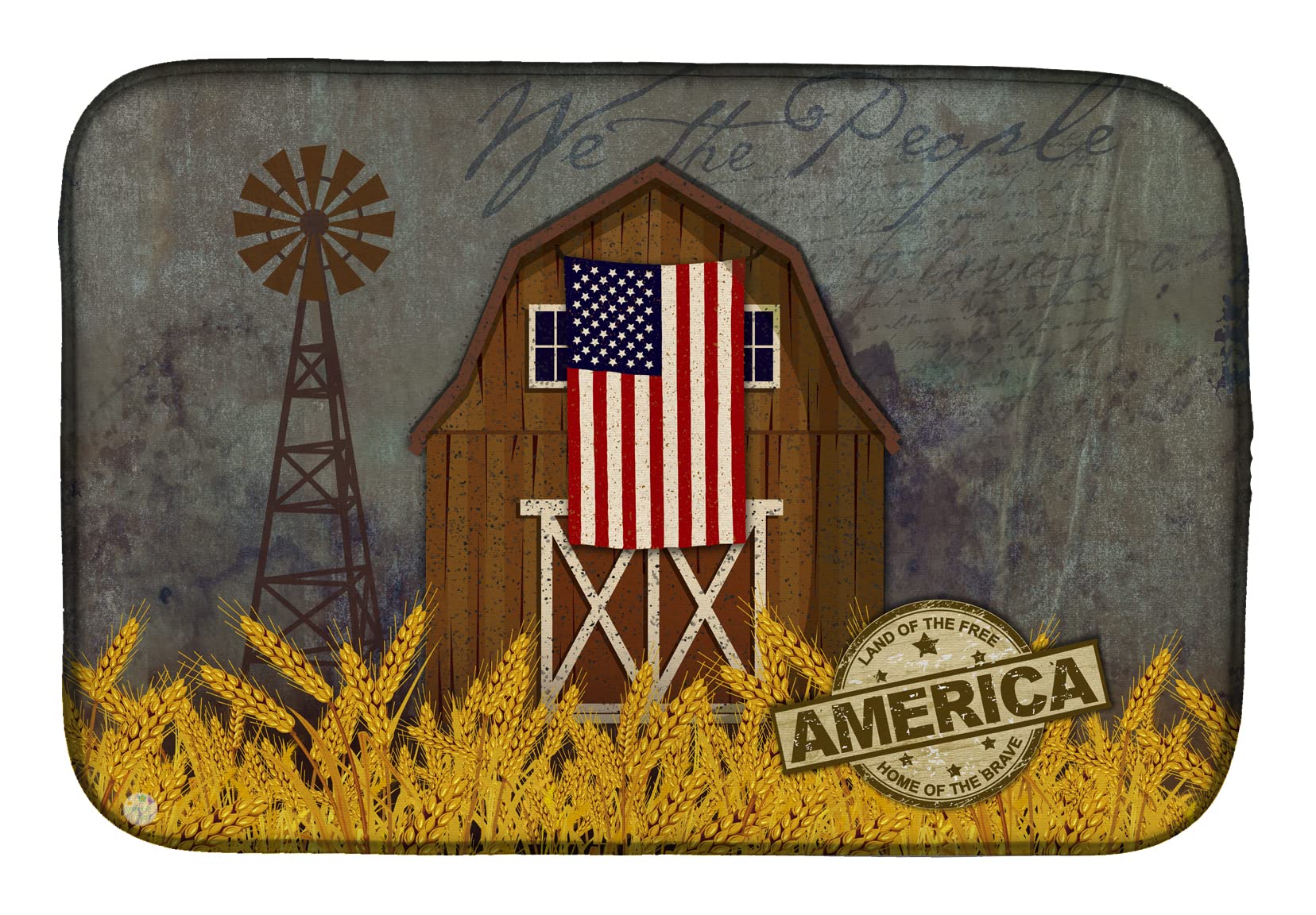 Caroline's Treasures VHA3036DDM Patriotic Barn Land of America Dish Drying Mat Absorbent Dish Drying Mat Pad for Kitchen Counter Dish Drainer Mat for Countertop, 14 x 21