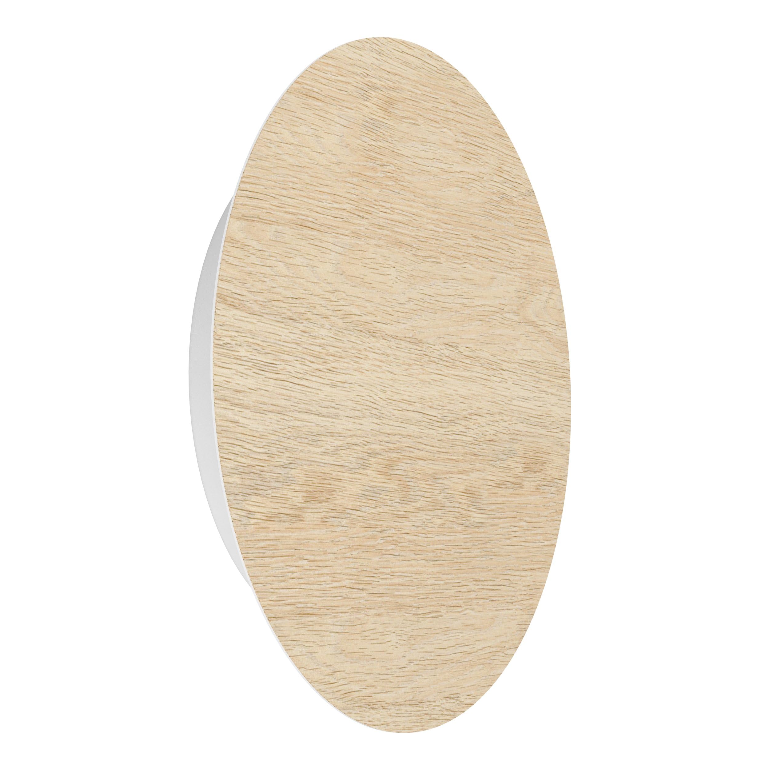 Eglo Wall Light Round Led Indoor Wall Light Alamilo, Round Wall Lamp, Wall Spotlight With Indirect Lighting For Living Room And Hallway, Wood In Natural Colour And Metal In White, Fsc Certified, Warm White