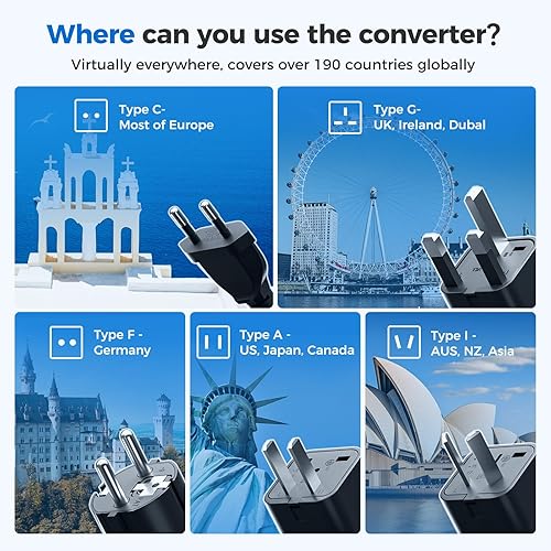 Miniatura 8 de DOACE Convertidor de voltaje de onda sinusoidal pura de 800 W, convertidor de 220 V a 110 V para viajes europeos, transformador reductor sin