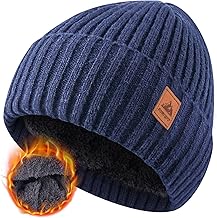 FORVEVO Bonnet Homme Femme Hiver Chaud, Doublure Polaire Classique,Bonnet Court Tricot Extensible, Bonnets Douillet sans Rebord