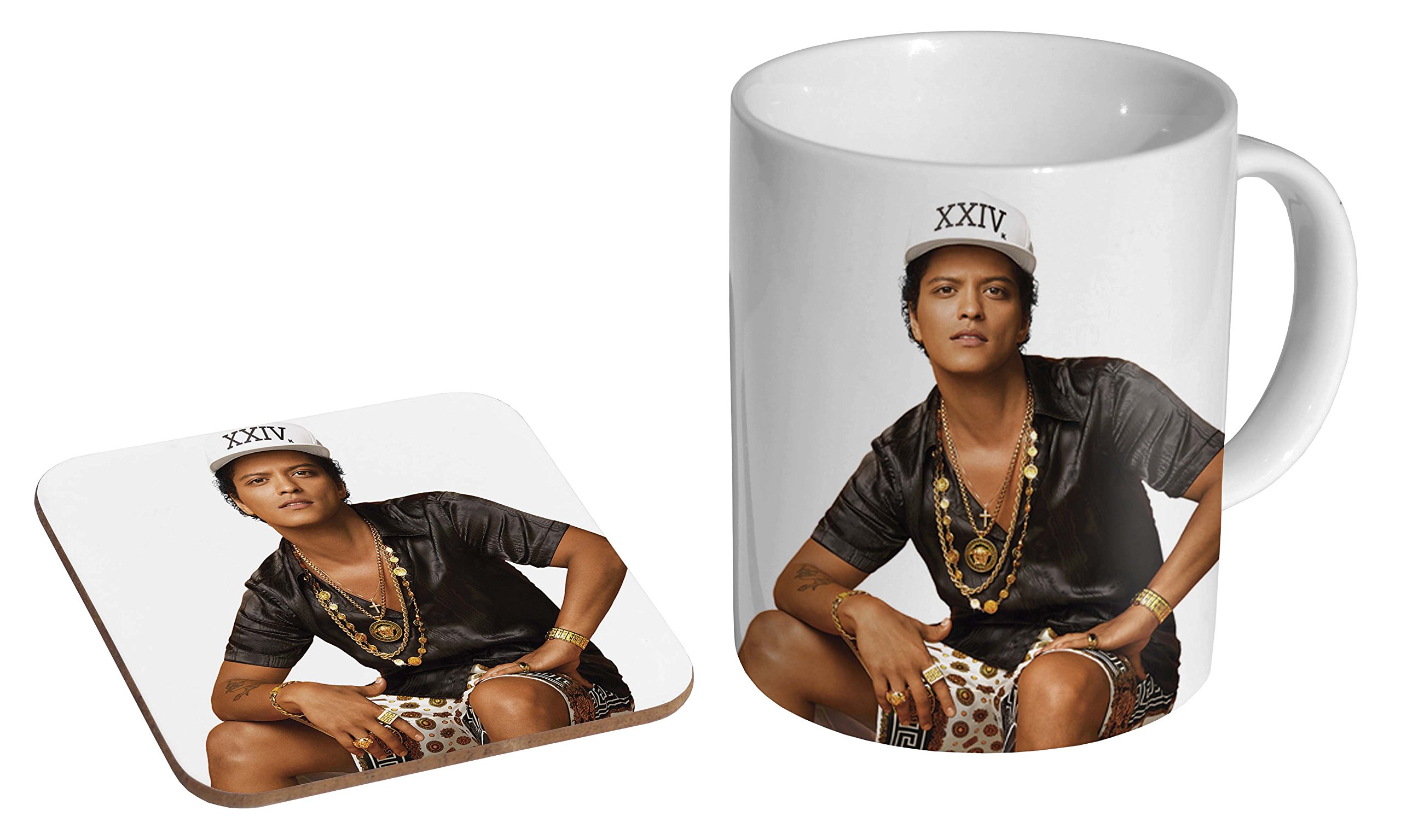 Mugmart Gold,White Bruno Mars Gold Ceramic Coffee Mug + Coaster Gift Set …