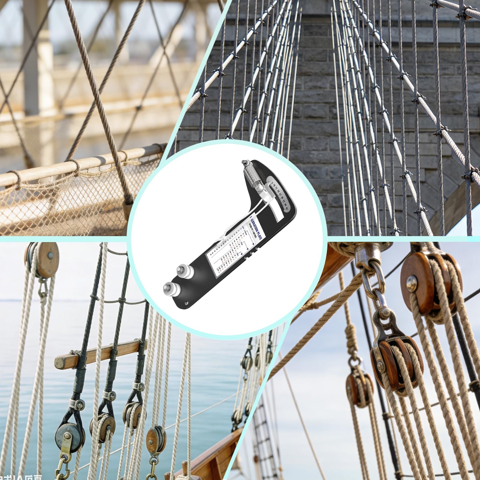 Segelboot Takelage Spannungsmesser, Drahtseil Spannungsmessgerät aus Aluminiumlegierung, Kabel Spannungsmesser für Takelage Werkzeug, Seilspannung Messgerät für Segel Zubehör, Schwarz