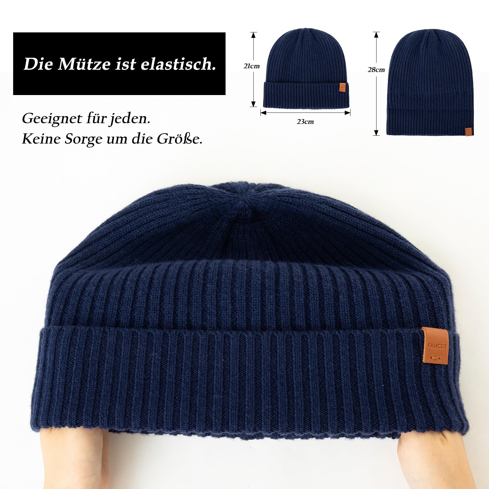 Fancet Gorro de invierno unisex 55% lana merino para caminar, golf, trabajo al aire libre, tejido de 2 capas, suave y elástico, regalos cálidos para hombres y mujeres
