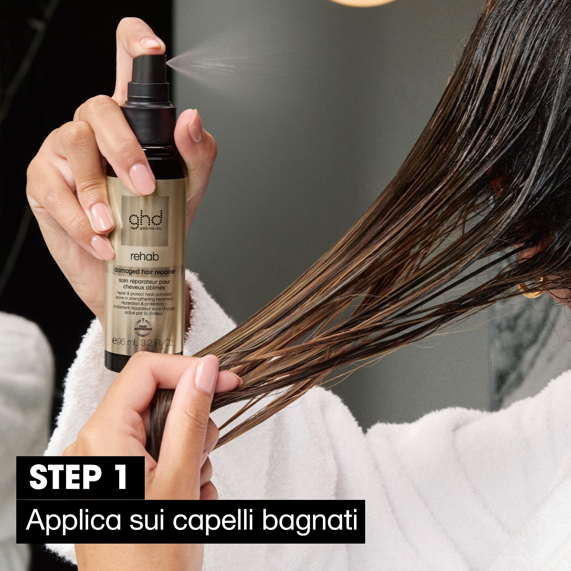 ghd Rehab Damaged Hair Repairer Trattamento senza risciacquo attivato dal calore per riparare & proteggere 95 ml