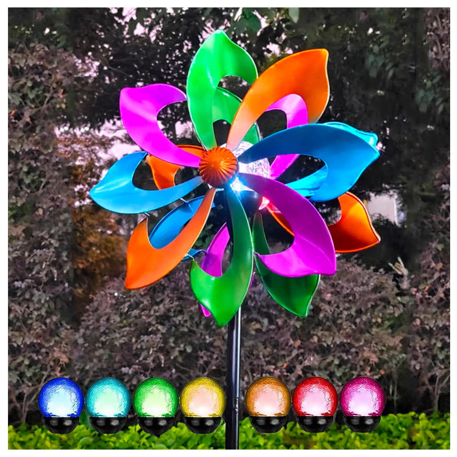 HAZARA Scultura del Vento, Decorazioni per Cantieri Eolici, Sfera di Vetro Ad Energia Solare con Cinetica Grandi Girandole A Vento,Color