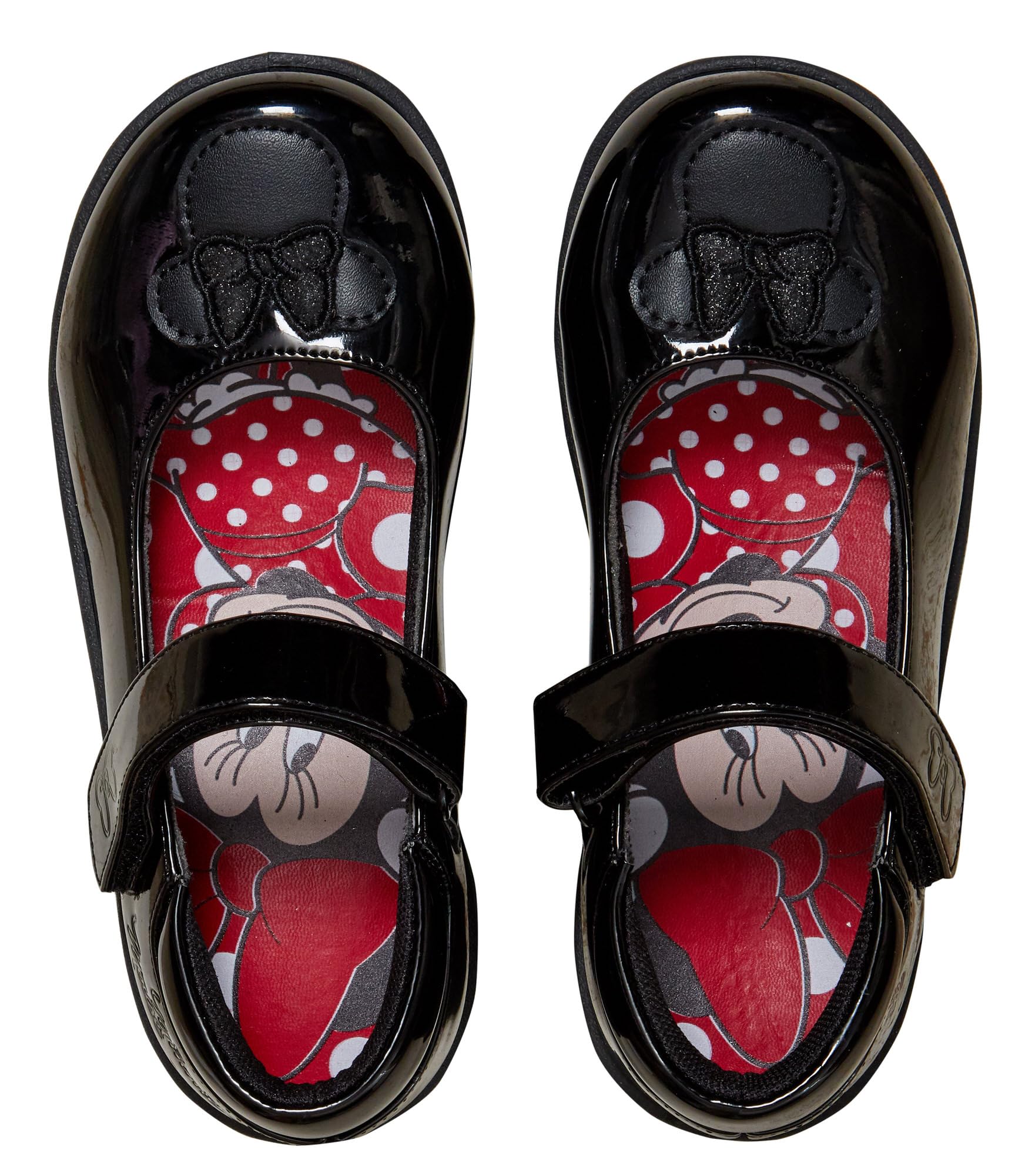 Disney Chaussures d'école Minnie Mouse pour Filles, Chaussures de fête Noires Vernies à Fermeture Facile