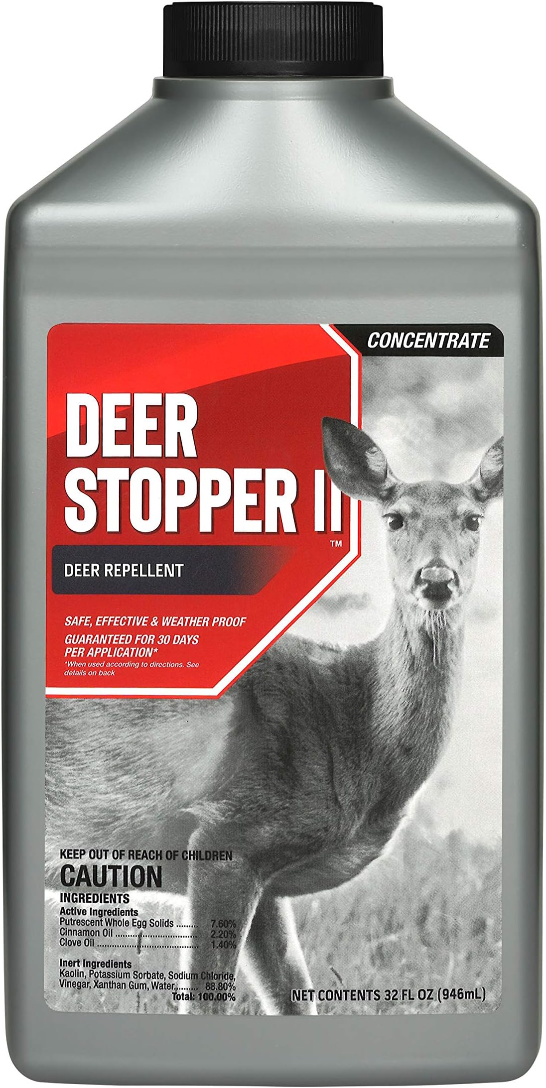 Deer Stopper II Garden Animal Repellent - Safe & Effective, All Natural Food Grade Ingredients; Repels Deer Elk, and Moose; Easy to Use, 32 fl. oz. Liquid Concentrate