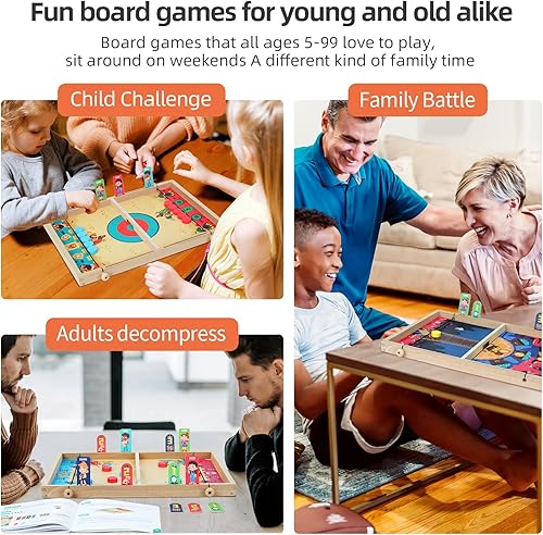 Miniatura 4 de QZMTOY Juego de mesa grande de hockey de aire rápido, juego de mesa de hockey de aire, juegos familiares 10 en 1 para niños, niñas, adolescentes,