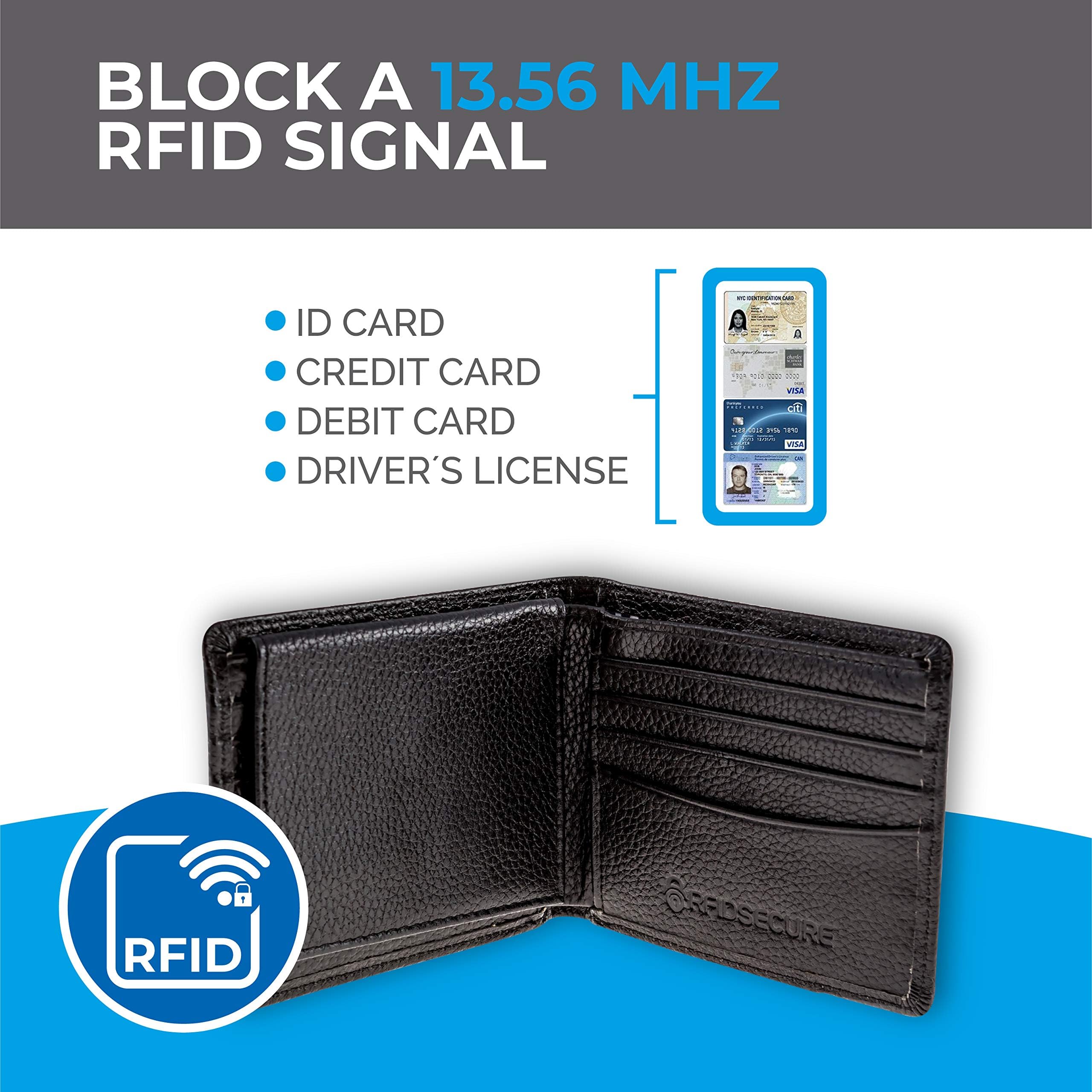 Cartera de piel auténtica con bloqueo RFID para hombre, excelente como plegable de viaje, protector de tarjeta de crédito, Cuero Guijarro, Cartera Rfid 3