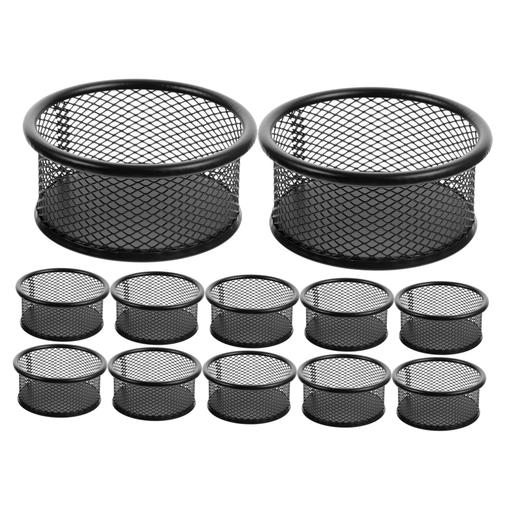 Uonlytech Porta Clips Metálico de Malla Negra, Soporte Organizador Compacto para Escritorio, Resistente y Multifuncional para Oficina, Hogar y Material Escolar, 12 Piezas