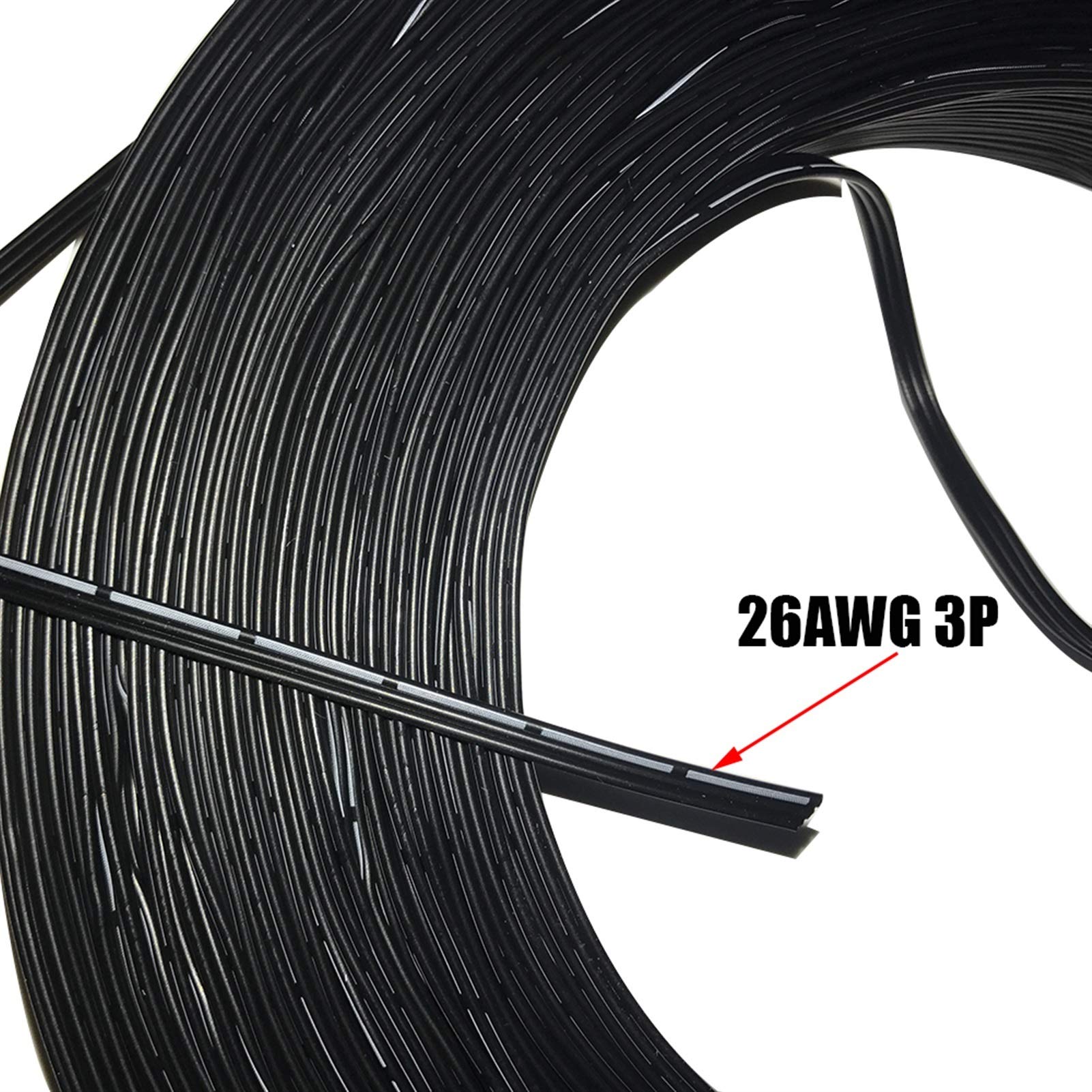 Cable de cobre Línea silicona Flexible 3P 3 núcleos, 20AWG 26AWG 28AWG 30AWG, paralelo estañado blanco y negro, línea prueba 5M/20M(20awg 3pin,20m)