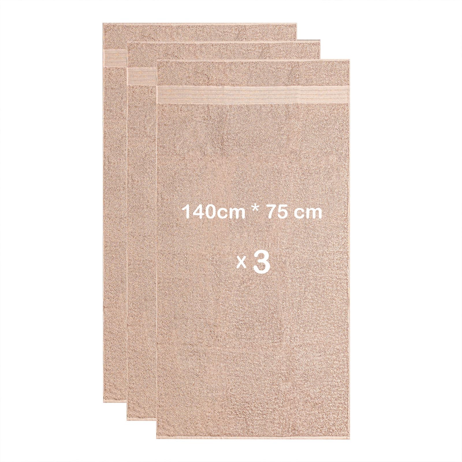 nice homeit - Set di 3 Asciugamani da Bagno Extra Morbidi, 100% Cotone Made in Italia, Alta Assorbenza e Asciugatura Rapida, Dimensioni 75 x 140 cm - Cipria