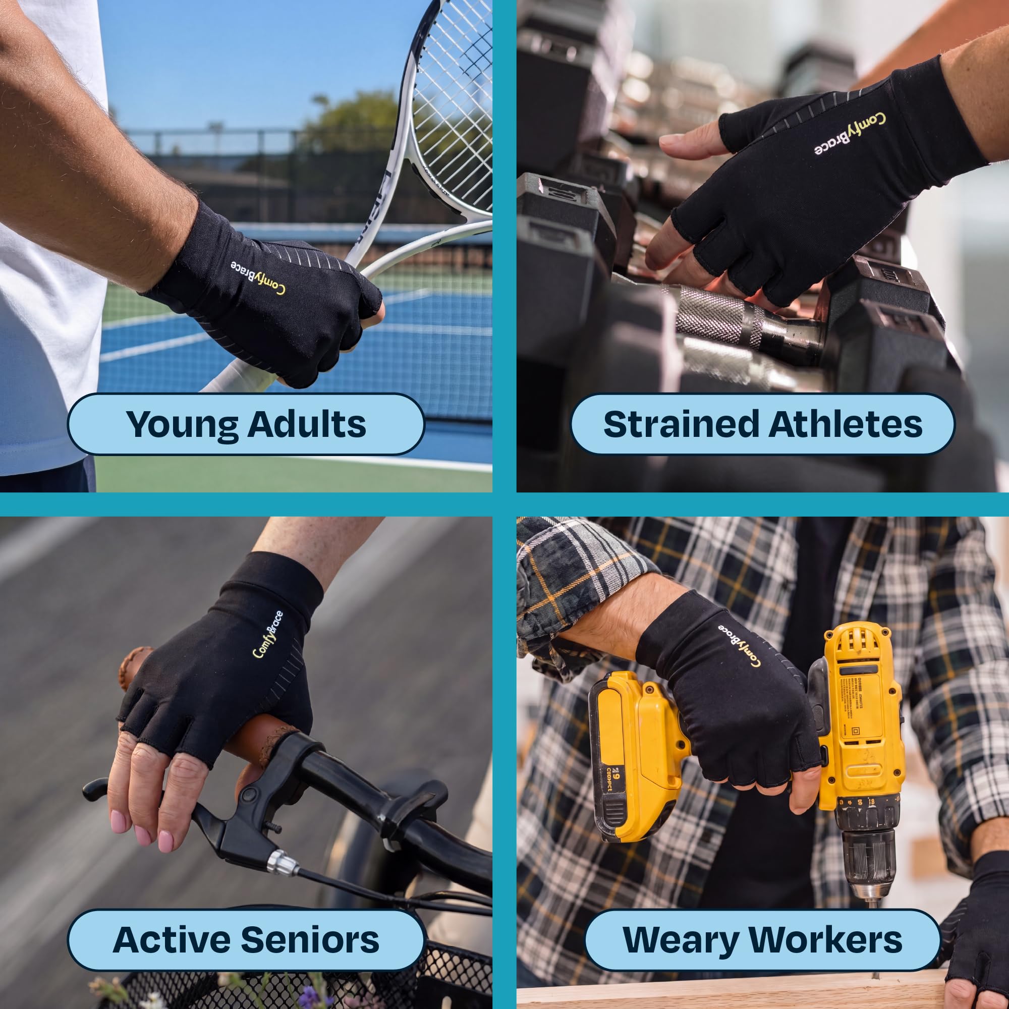 Comfy Brace - Guantes de compresión para artritis con infusión de cobre para alivio de manos y dedos del dolor/hinchazón causado por la artritis reumatoide, túnel carpiano, tendinitis y mala