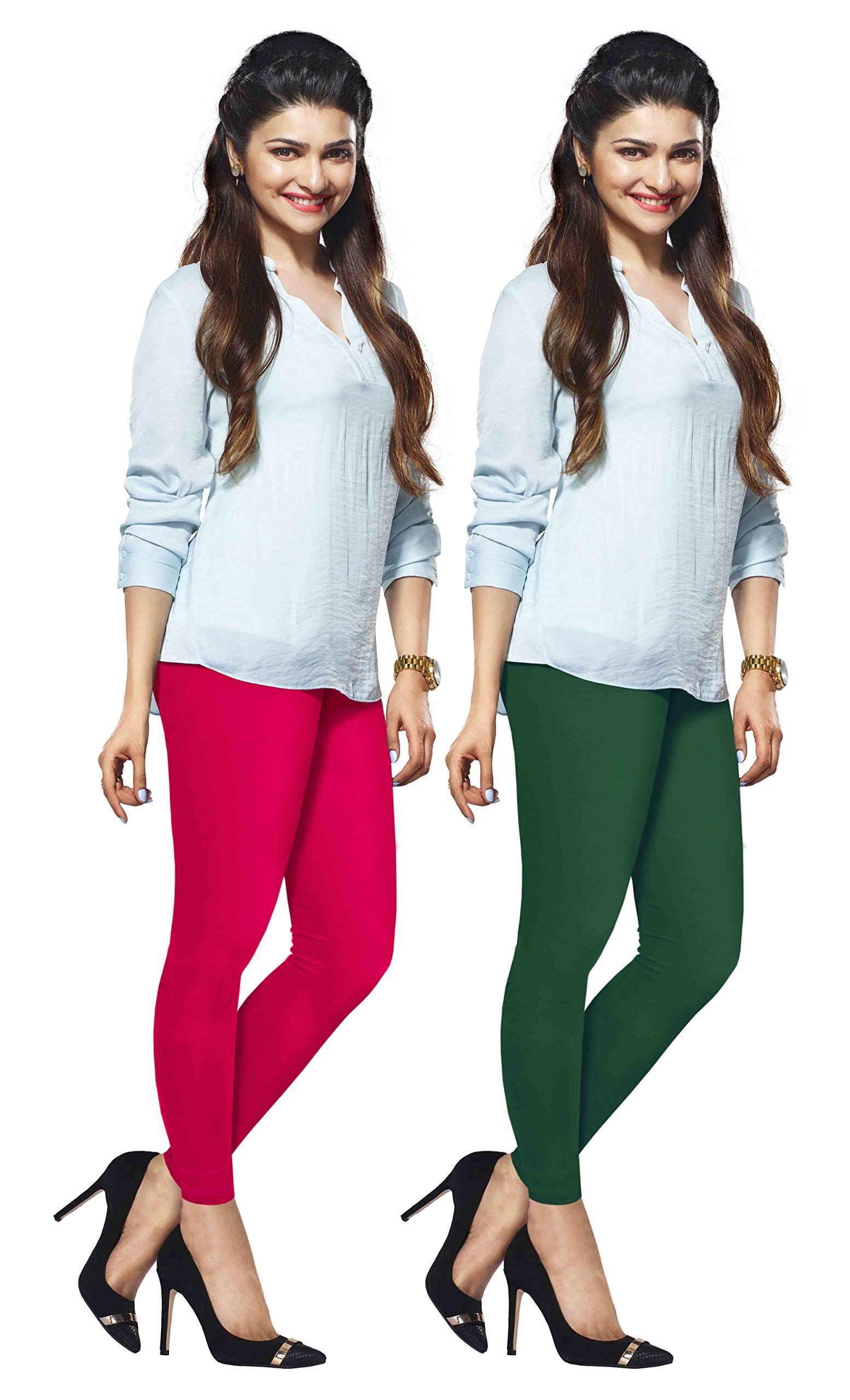 Women's Ankle Length Leggings (LYRA_AL_14_51_FS_2PC, Rani and Green)- Pack of 2-image-40