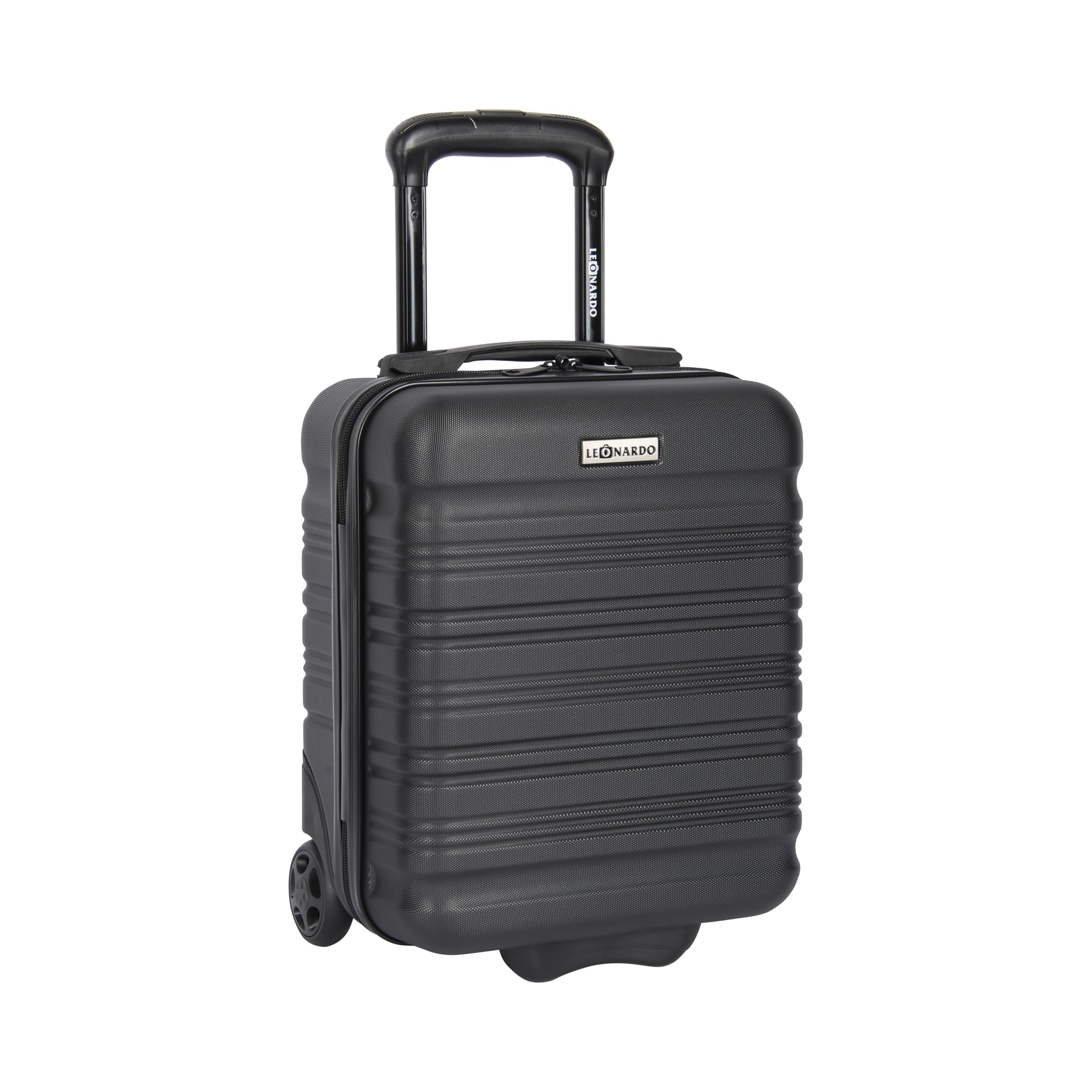 Leonardo® Valigia da Cabina Mini | Trolley Rigido 14 Pollici con Doppie Ruote | Valigia 25 Litri con Manico Trolley e Serratura | Materiale ABS Leggero | Bagaglio a Mano | 20x30x40 cm | Nero