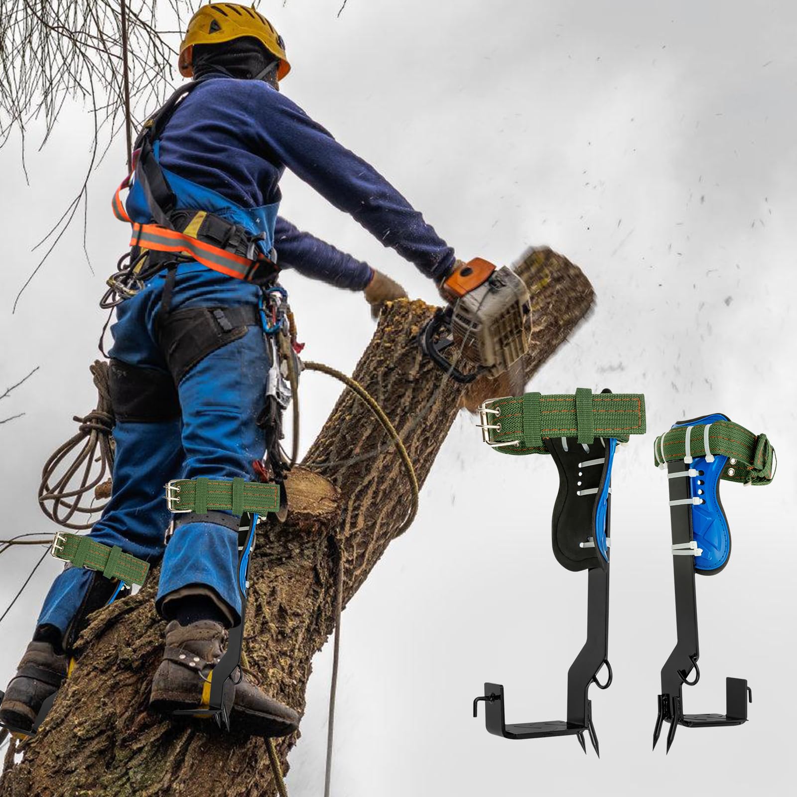 Kit d'équipement d'escalade pour arbres, 1 paire de crampons forestiers, crampons d'arbre, pointes, outils d'escalade avec bande de sécurité DHL pour l'escalade des arbres, l'élagage en hauteur, la
