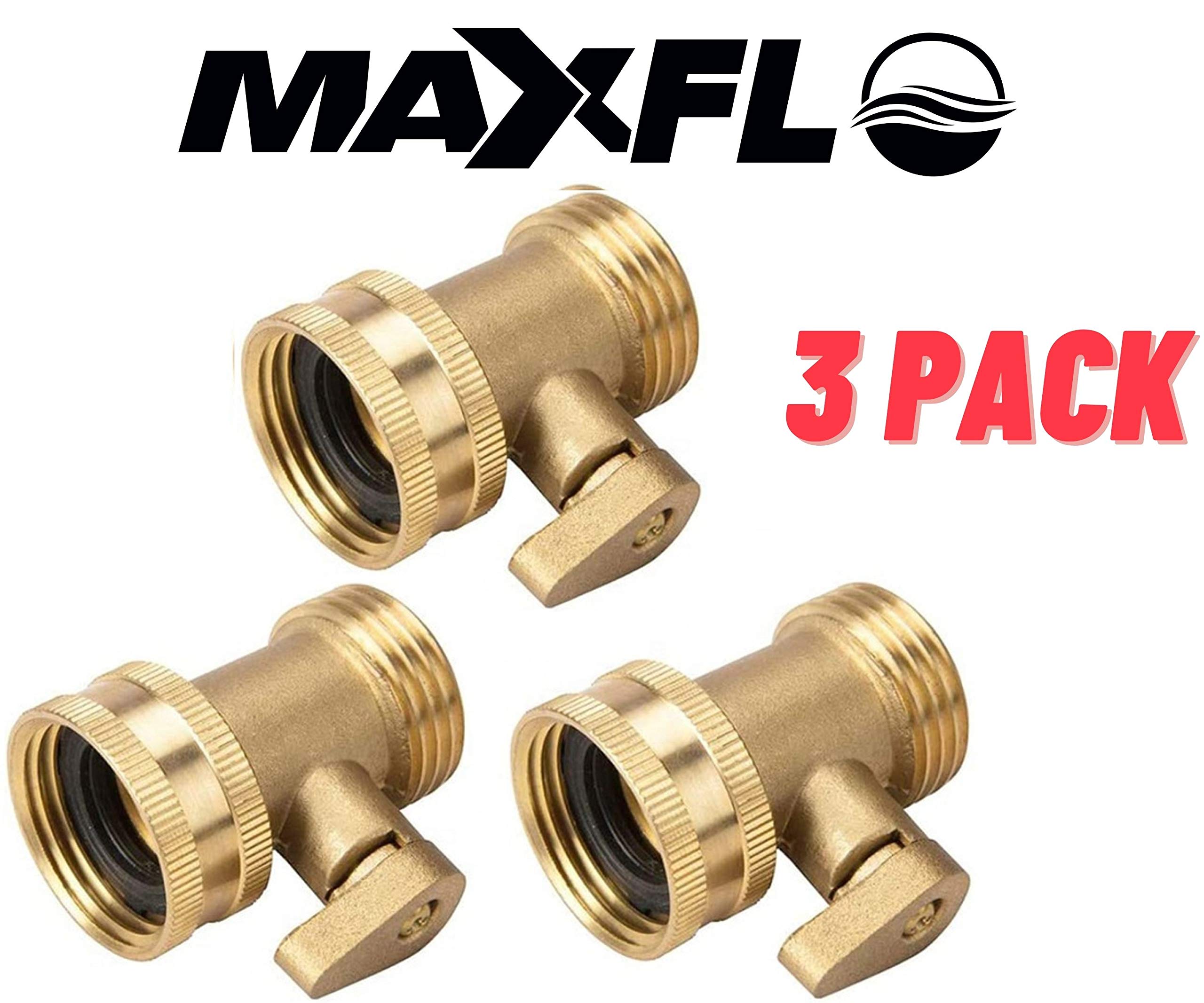Heavy Duty Brass Garden Hose Shut Off Valve [3 Pack] Garden Hose