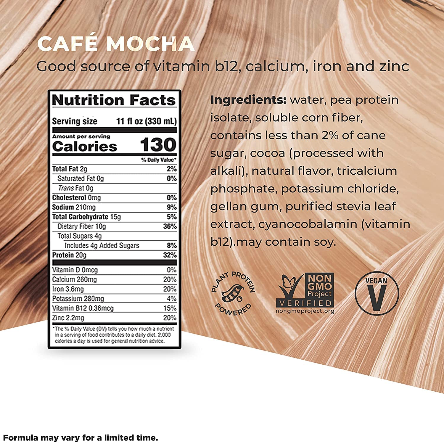Evolve Plant Based Protein Shake, Cafe Mocha, 20g Vegan Protein, Dairy Free, No