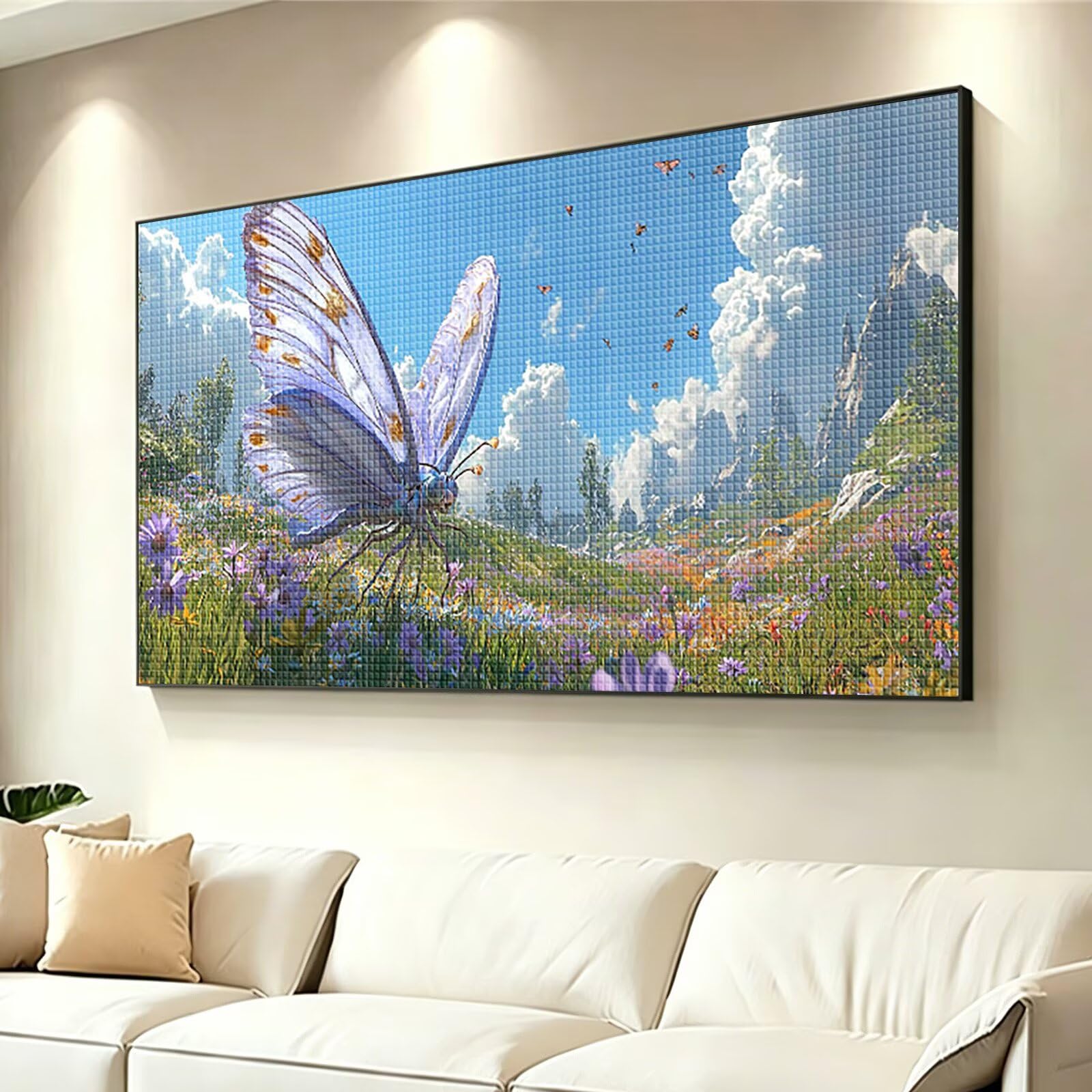 Diamond Painting Libelle Diamant Painting Bilder Erwachsene Blume, DIY Set Erwachsene Crystal Art, 5D Diamond Art Viereckige Steine Strass Stickerei Kreuzstich Malerei für Zimmer Deko 120x60cm 0J-966