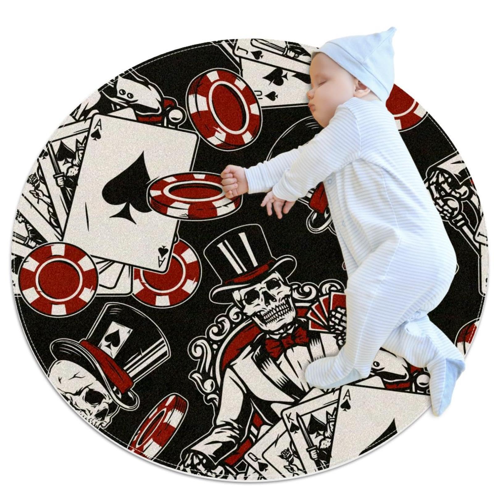 Tapis de salle de bain squelette rond 1m idéal pour créer une ambiance rock dans la chambre