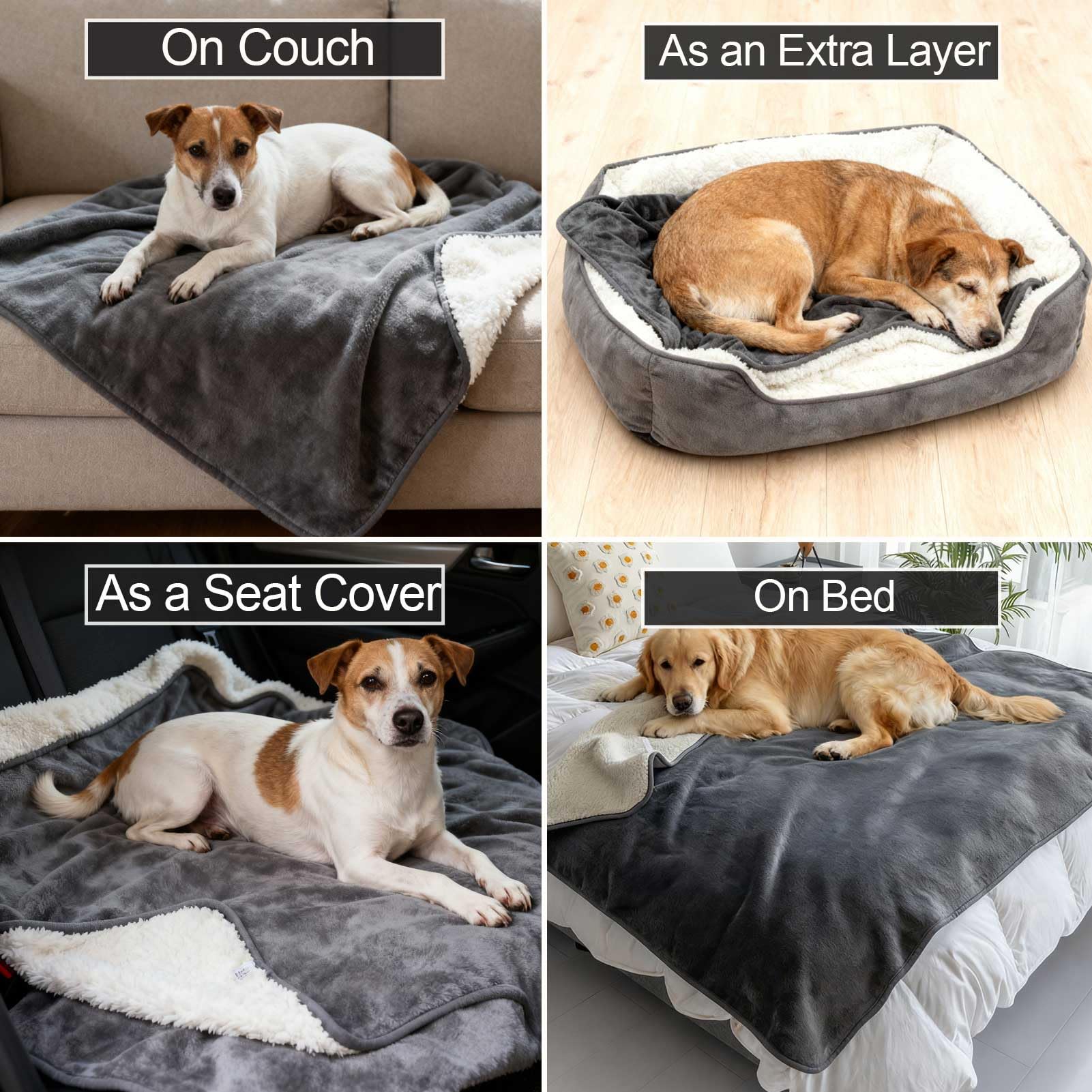 Manta Impermeable para Mascotas para Cama, Manta Reversible de Franela Suave, Manta de Cama para Parejas Lavable, Manta para Perro a Prueba de Derrames para Sofá,Light Grey,200x230cm