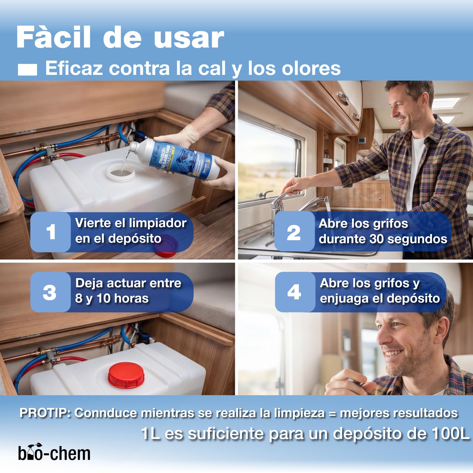 Bio-Chem Limpiador de depósitos de Agua Dulce 5L | Mantenimiento de depósitos de caravanas y autocaravanas - Productos y accesorios para campistas