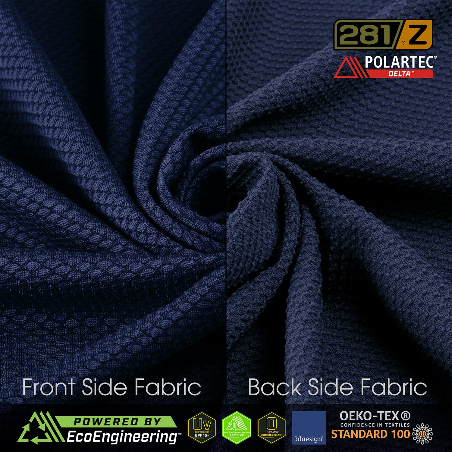 281Z Taktisches Herren-T-Shirt mit Feuchtigkeitstransport, für Wandern, Training, Outdoor, aktives athletisches Training, Polartec Delta (Marineblau)