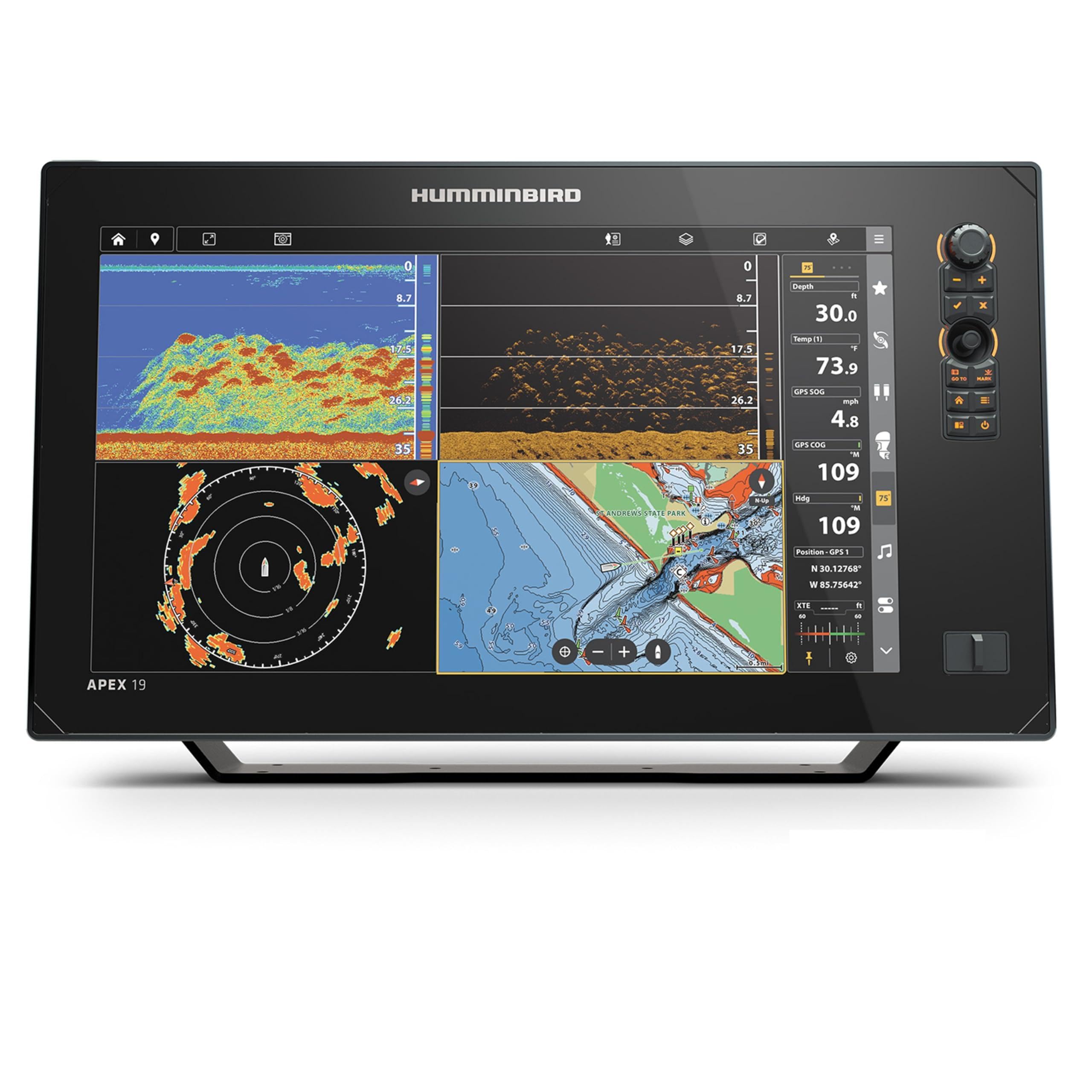 Humminbird APEX VX Series GPS Fish Finder with LakeMaster and CoastMaster VX Maps, MEGA Side Imaging+