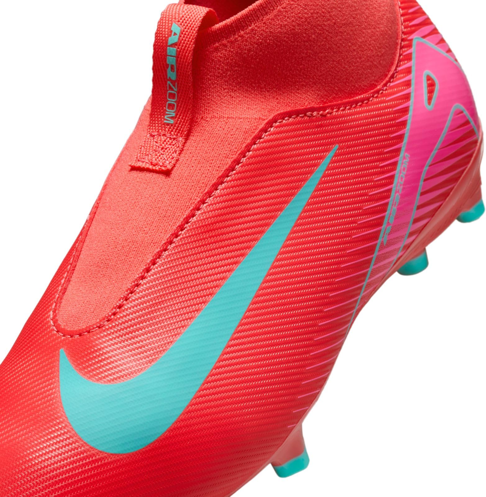 Nike Jr. Mercurial Superfly 10 Academy Little/Big Kids' MG High-Top Soccer Cleats (FQ8304-800, Ember Glow/Aurora Green) Size 4.5