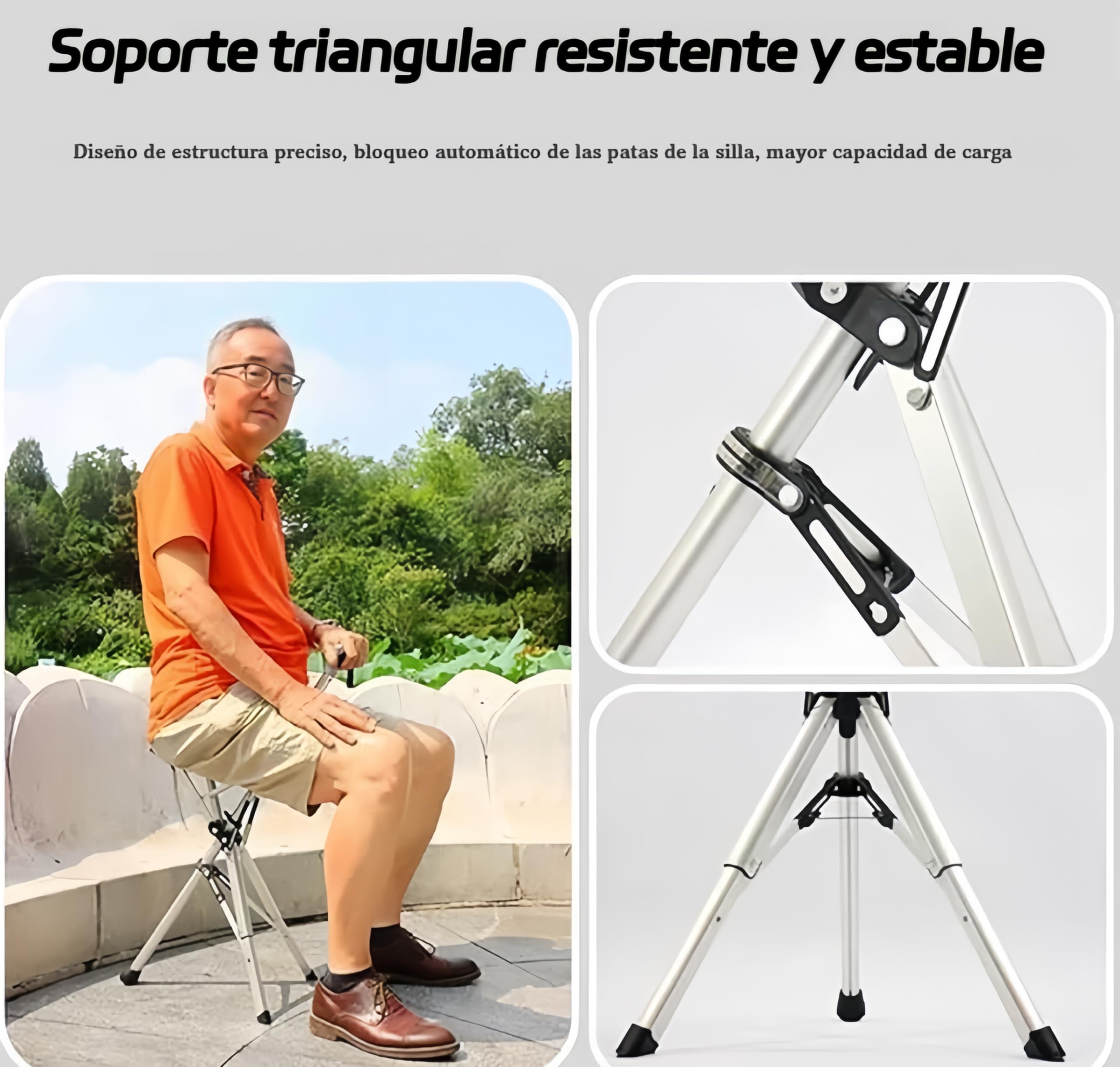 Bastone da Passeggio con Sedile, Aiuto Stampella con treppiede per Disabili Anziani, Sedile Pieghevole Canna, Lega di Alluminio, Caricamento Statico 100Kg