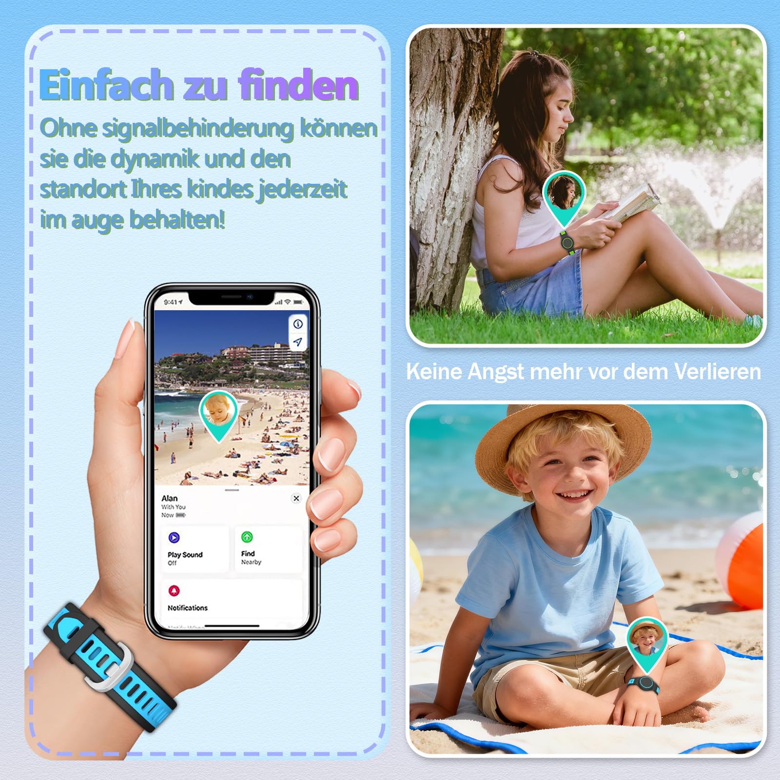 Cinturino in silicone compatibile con Apple AirTag 1° e 2° generazione, impermeabile e resistente agli urti, protezione a 360°. Include bracciali, coperture in silicone e istruzioni, accessori pratici