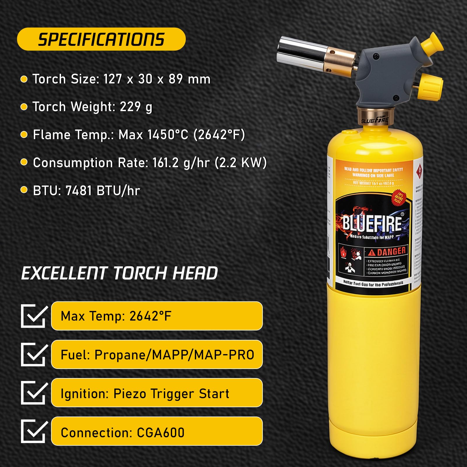 Amazon.com: BLUEFIRE propane torch Handy Torch Head Push Button