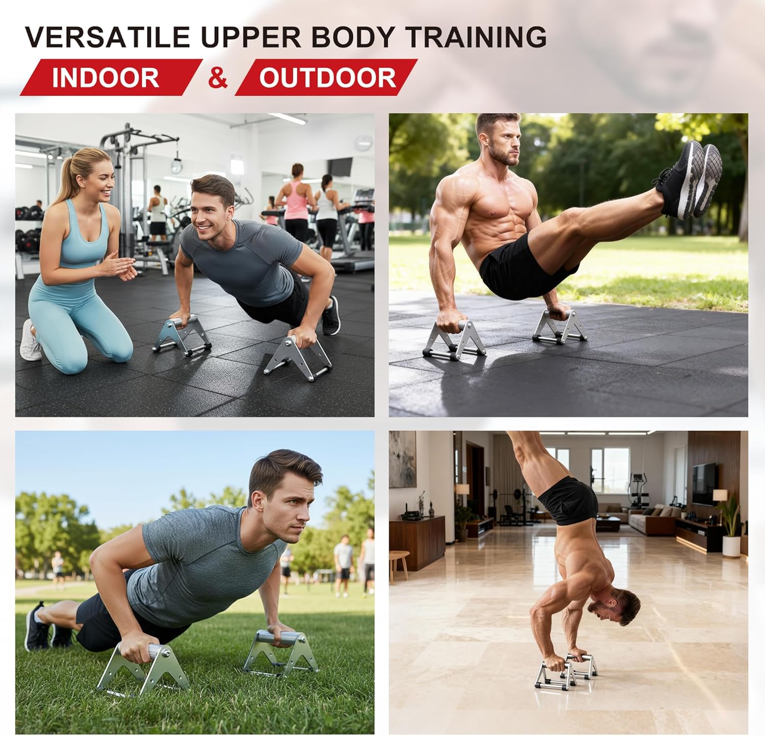 Push Up Bar - Heavy-Duty Stainless Steel Pushup Stands with Non-Slip Base, 500LB Capacity, Portable Home Gym Equipment for Strength Training & Floor Workouts